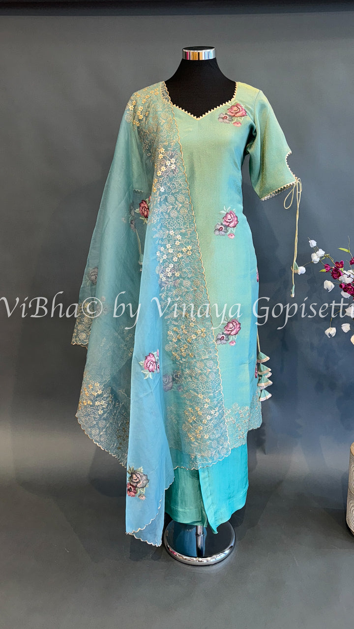 Pastle Green Embroidered Salwar Suit