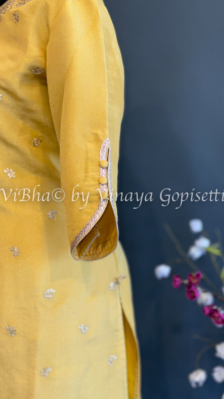 Yellow Salwar Suit with Embroidered Dupatta