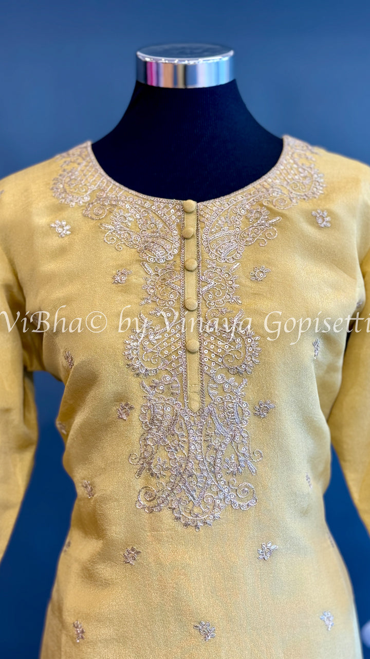 Yellow Salwar Suit with Embroidered Dupatta