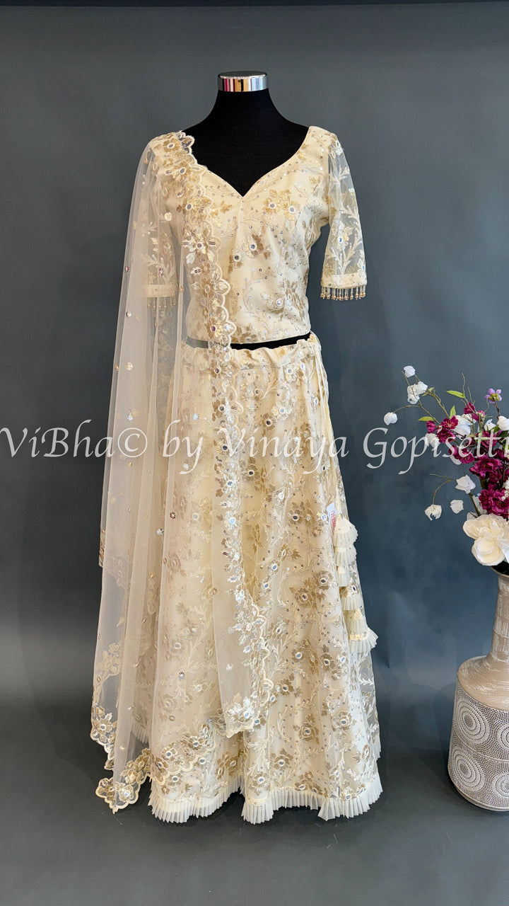 Ivory net lehenga