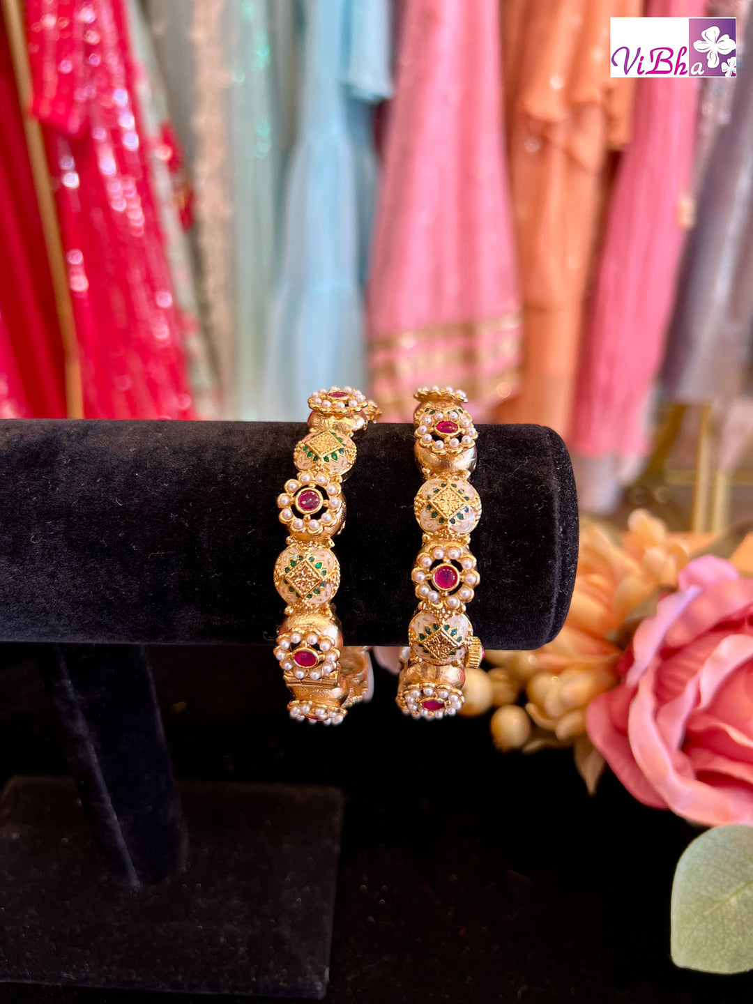 Meenakari work Pearl studded Kada set