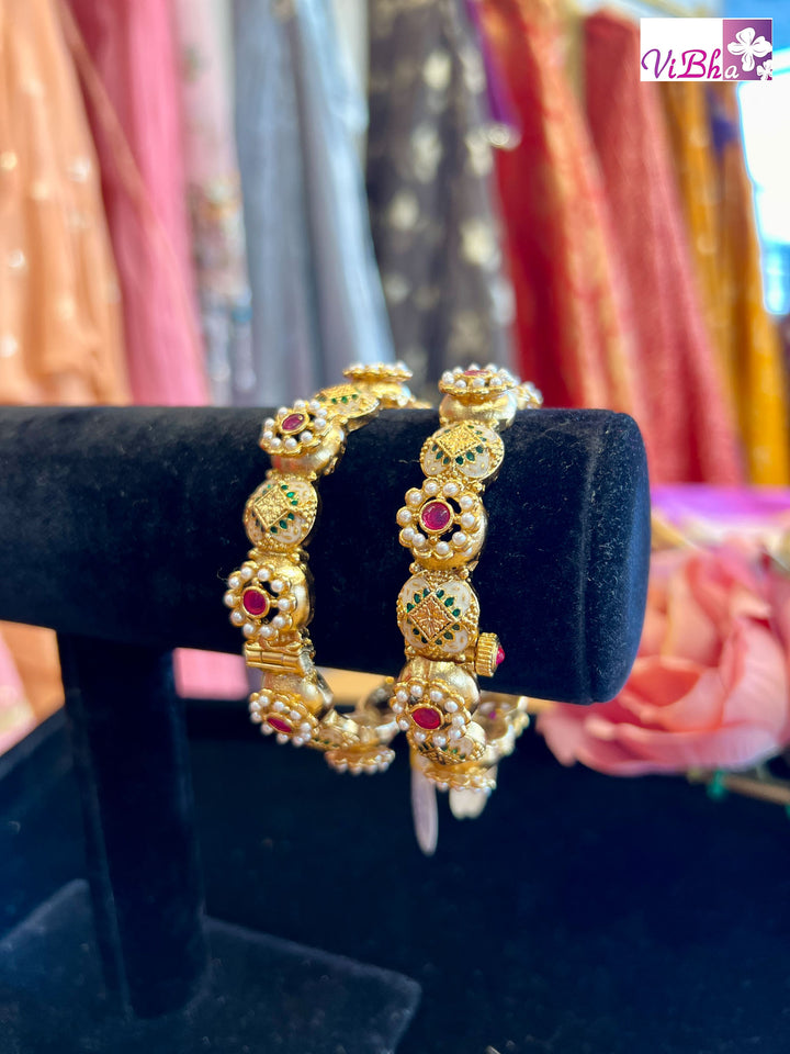 Meenakari work Pearl studded Kada set