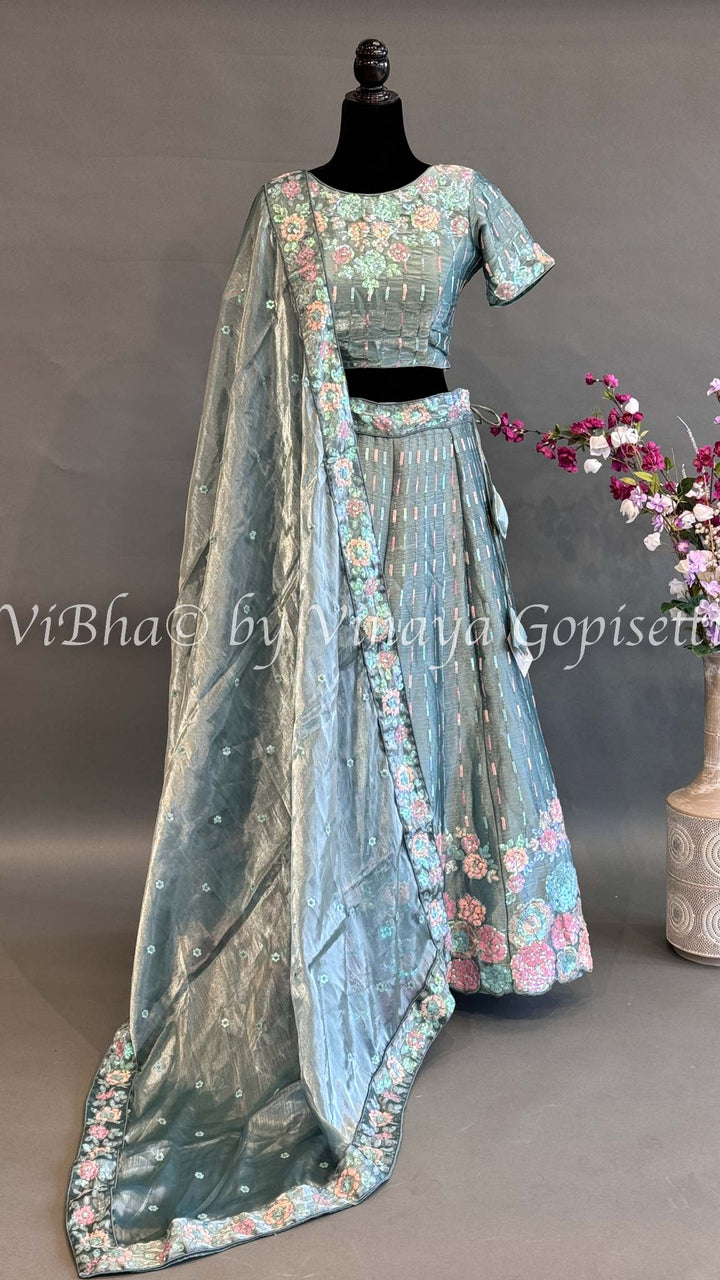 Sage Green Shimmery Lehenga Set