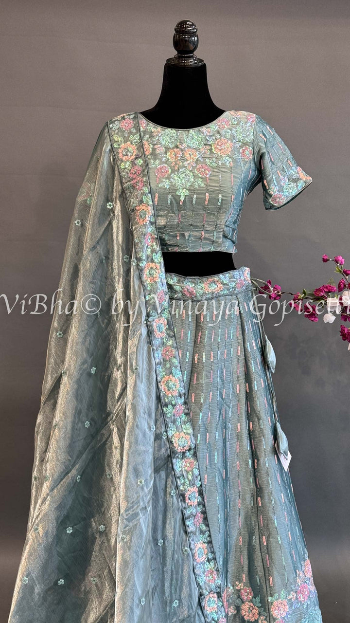 Sage Green Shimmery Lehenga Set