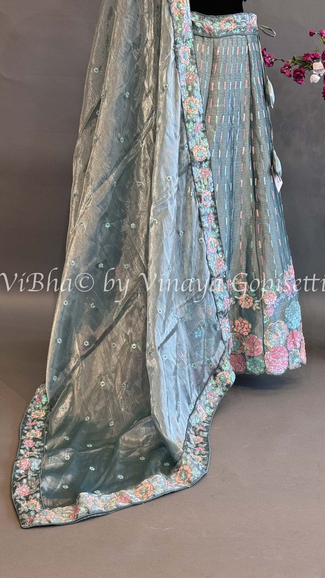 Sage Green Shimmery Lehenga Set