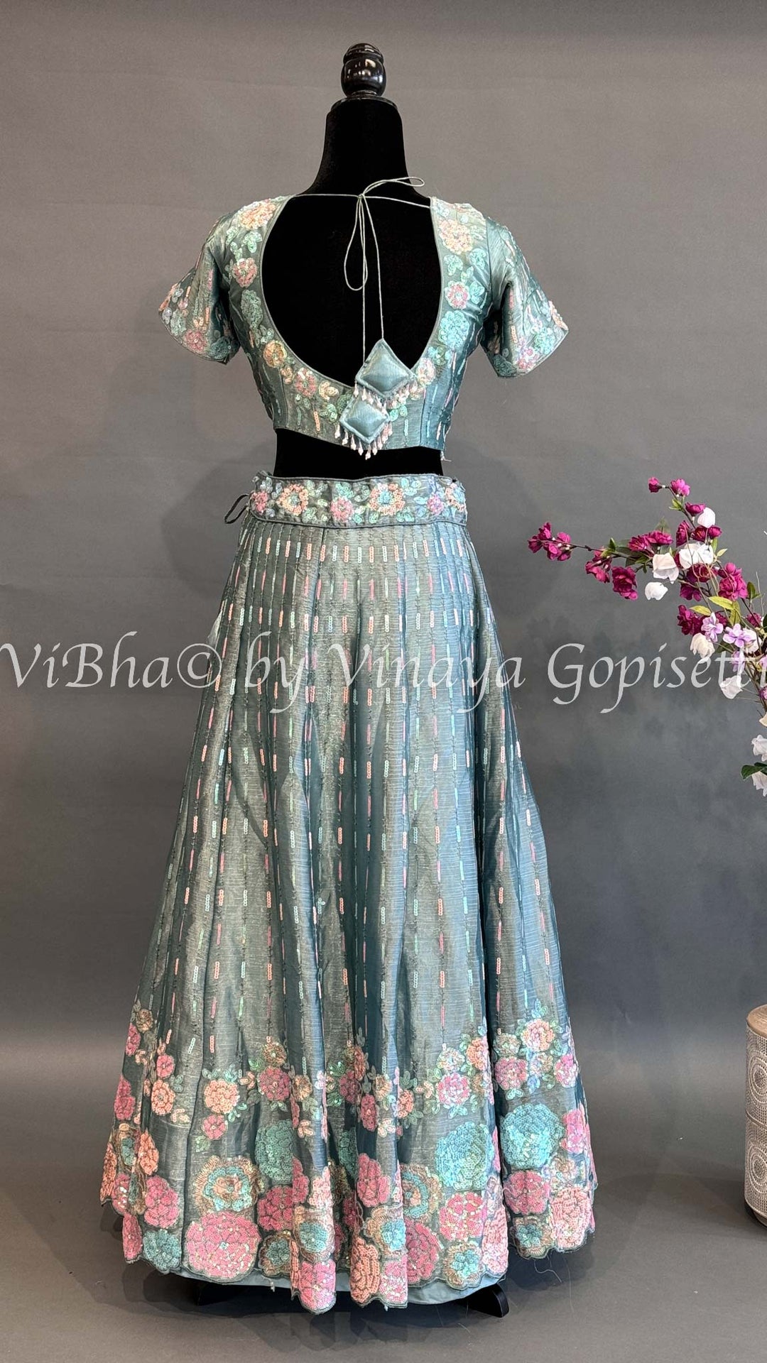 Sage Green Shimmery Lehenga Set