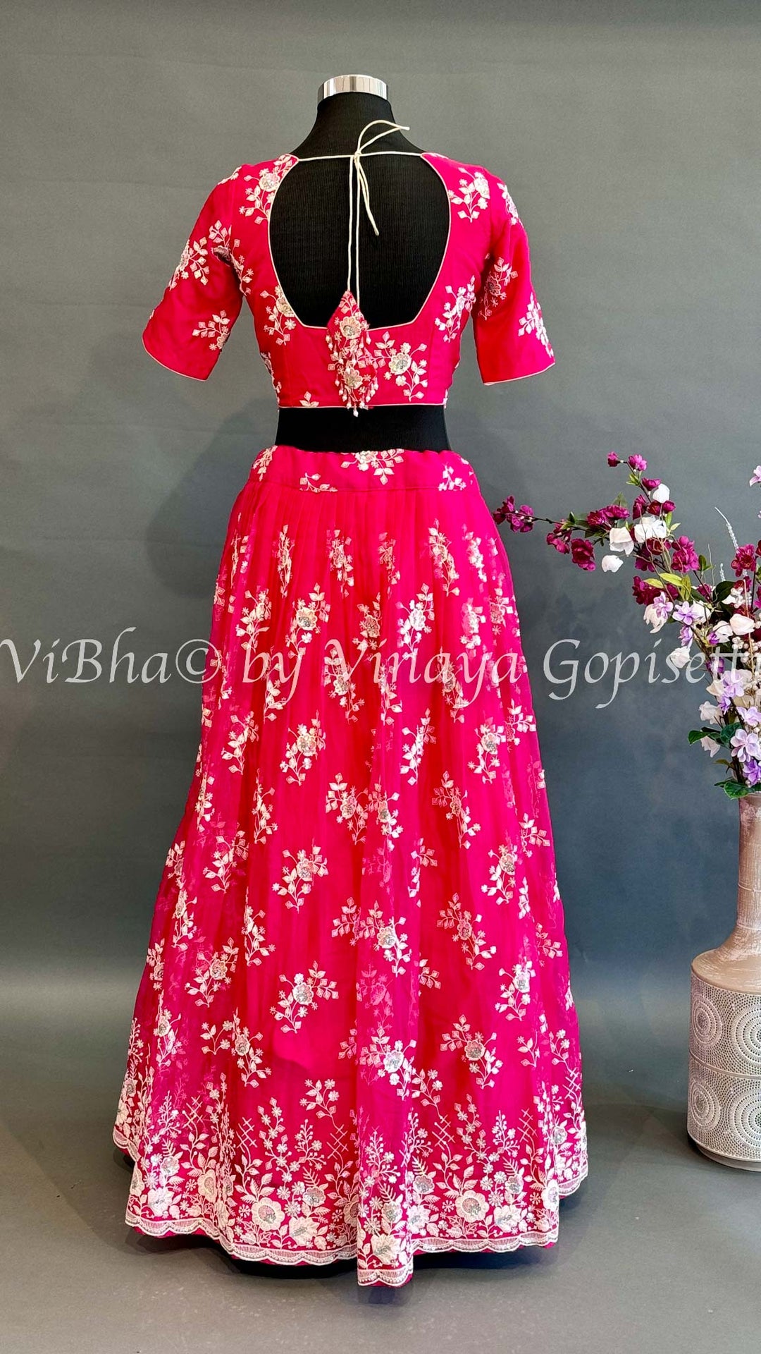 Dark Pink Emboridered Lehenga Set