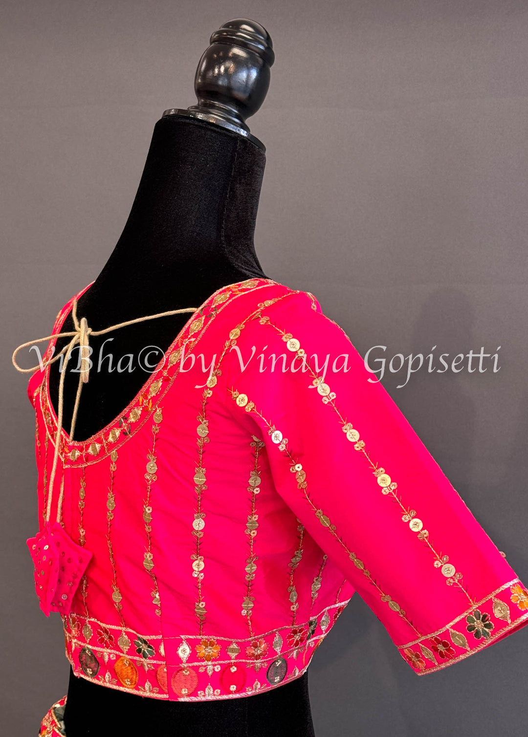 Mint And Hot Pink Embroidered Lehenga Set