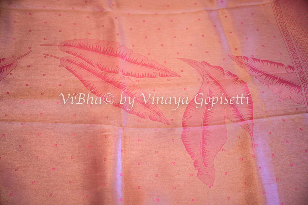 Pastel Pink Tissue Banarasi Silk Saree and Blouse