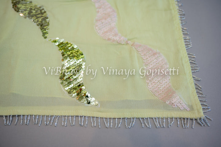 Sage Green Embroidered Silk Saree and Blouse