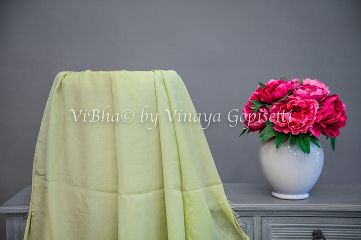 Sage Green Embroidered Silk Saree and Blouse