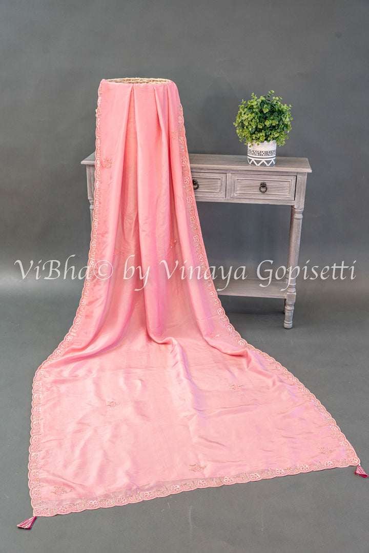 Dark And Light Pink Embroidered Saree And Blouse