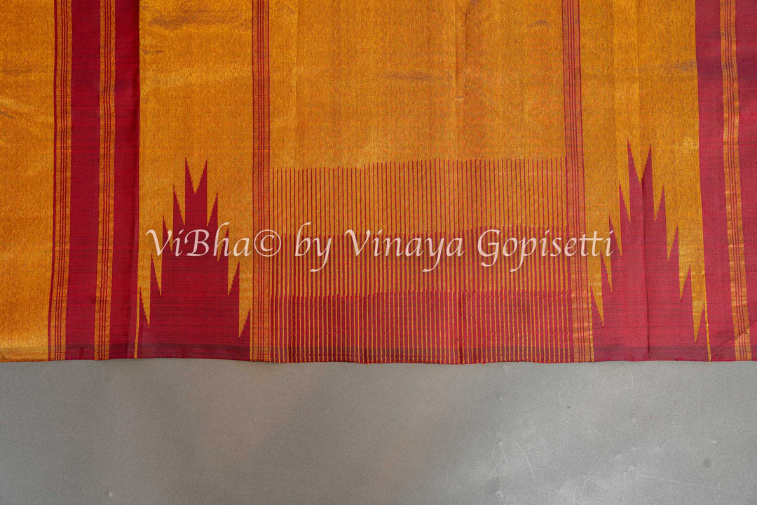 Maroon Rising Border Kanchi Silk Saree And Blouse