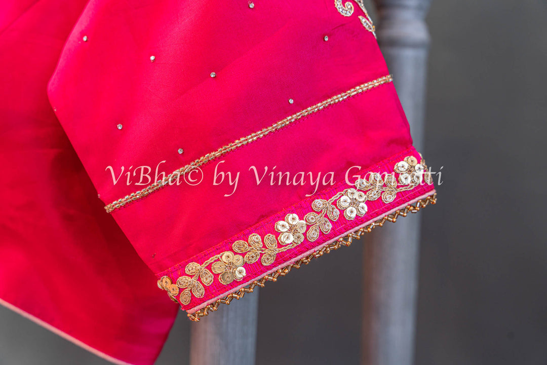 Light and Dark Pink Embroidered saree and blouse