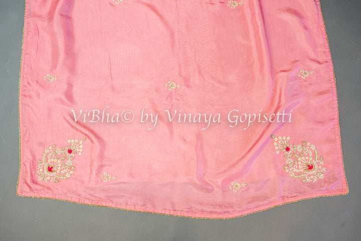 Light and Dark Pink Embroidered saree and blouse