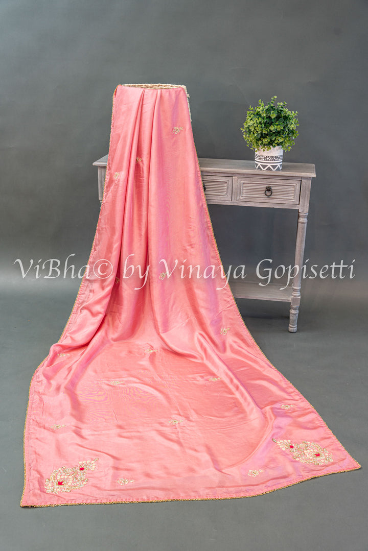 Light and Dark Pink Embroidered saree and blouse