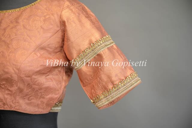 Copper Kanchi Silk Lehenga with Embroidered Borders And Pen Kalamkari Dupatta