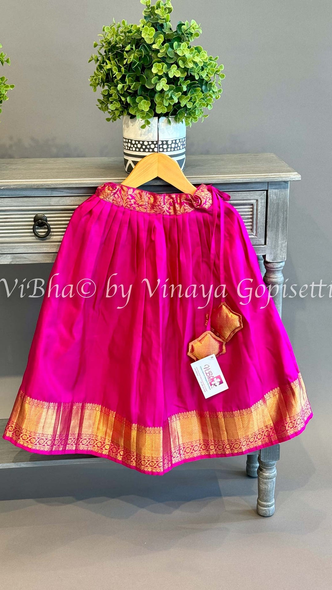 Pink Kanchi Silk Skirt And Top