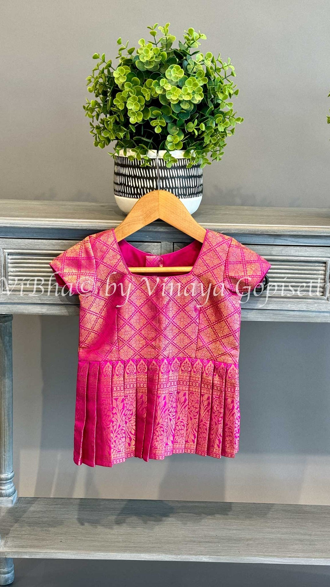 Pink Kanchi Silk Skirt And Top