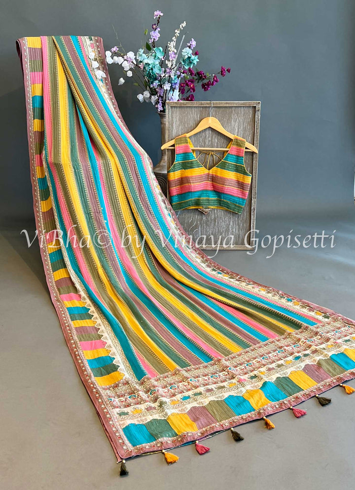 Georgette Sequence Embroidered Saree