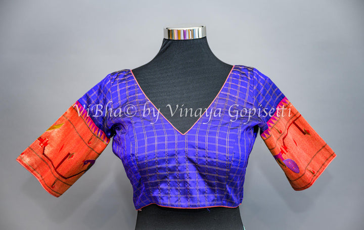 Blue Peacock Paithani Blouse