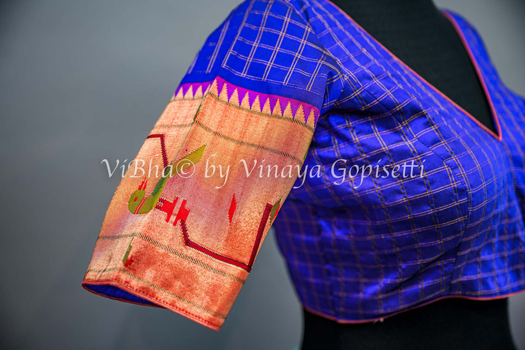 Blue Peacock Paithani Blouse