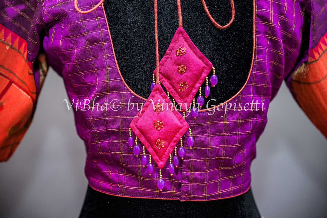 Purple Peacock Paithani Blouse