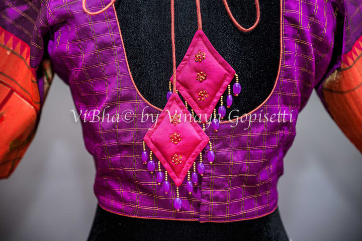 Purple Peacock Paithani Blouse