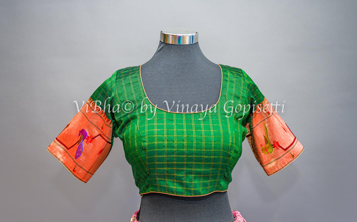 Green Peacock Paithani Blouse