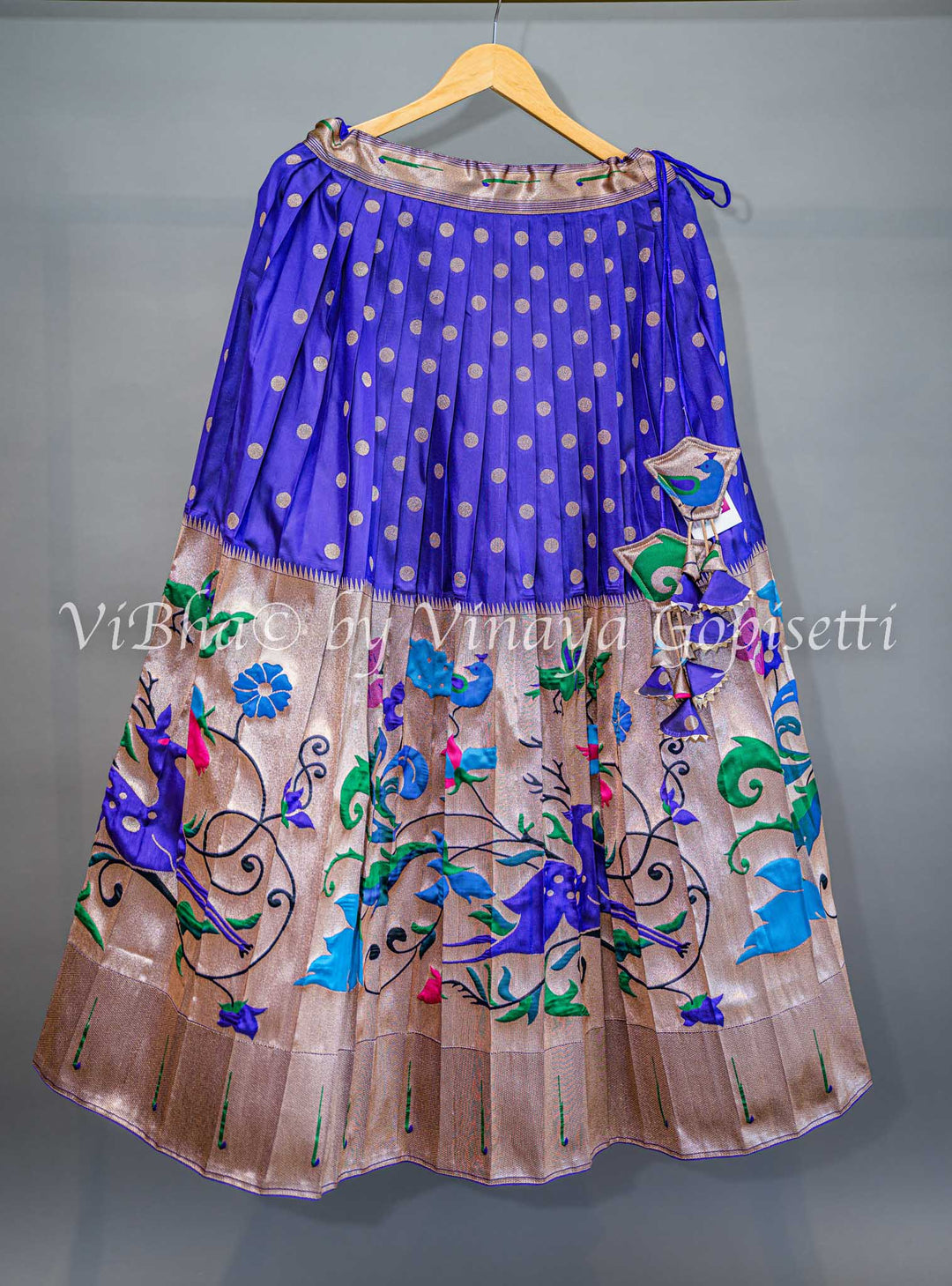 Voilet and Pink Paithani Silk Lenganga