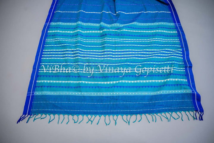 Blue Begumpuri Saree with Sleeveless Banarasi Silk Blouse