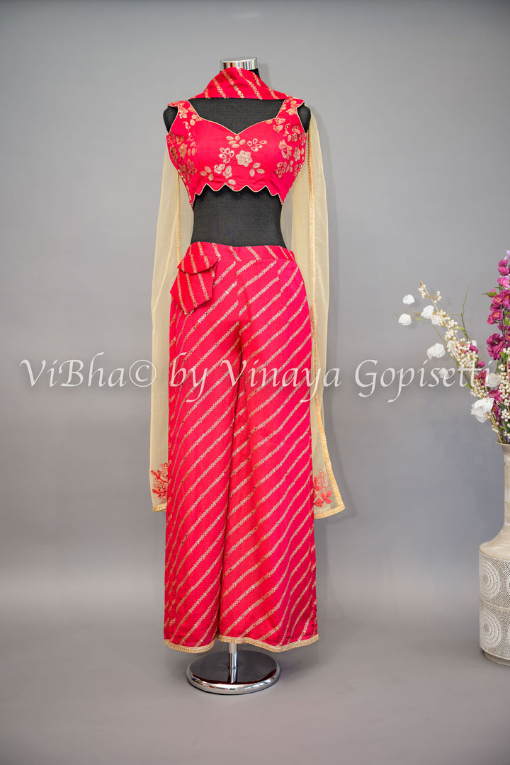 Rose Red Sharara with Choker Dupatta