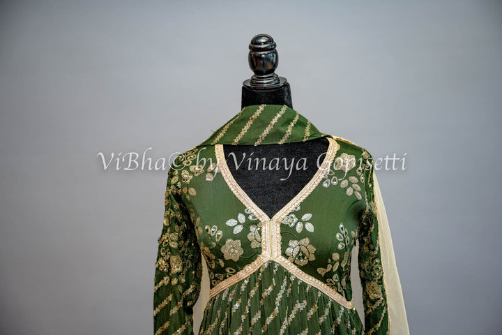 Mehendi Green Sharara Set with Choker Dupatta