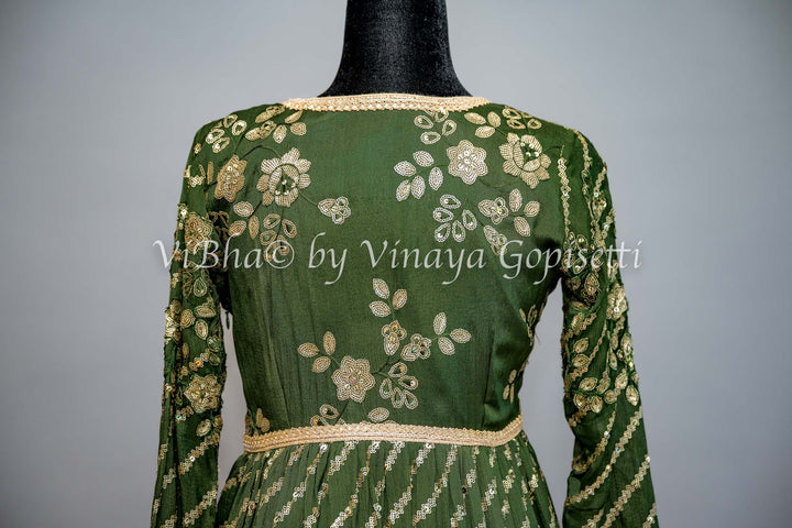 Mehendi Green Sharara Set with Choker Dupatta