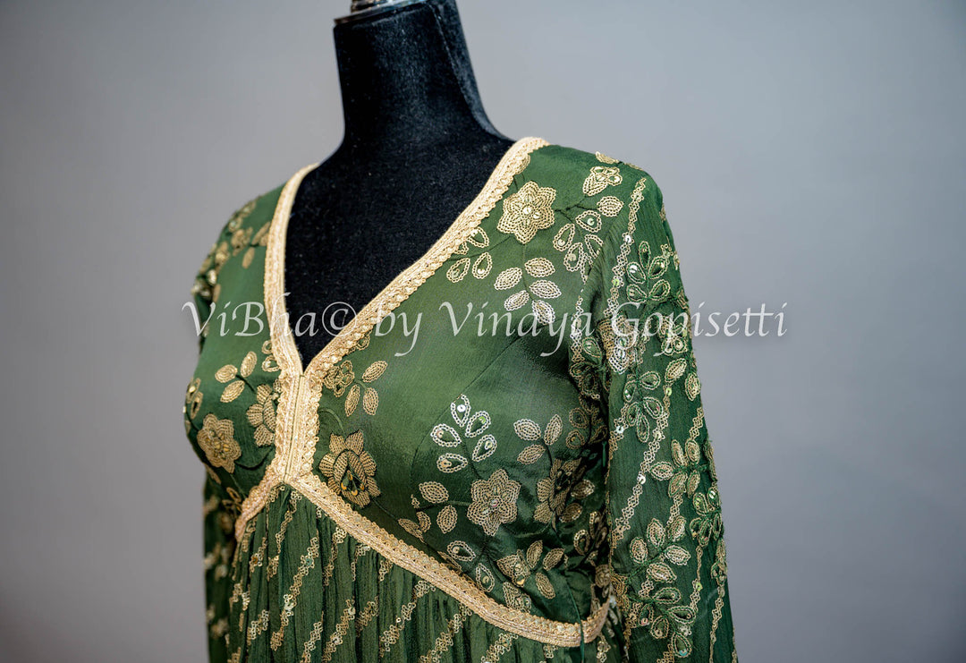 Mehendi Green Sharara Set with Choker Dupatta