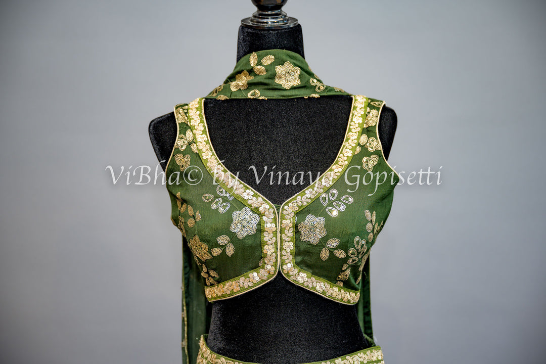 Mehendi Green Sharara with Crop Top