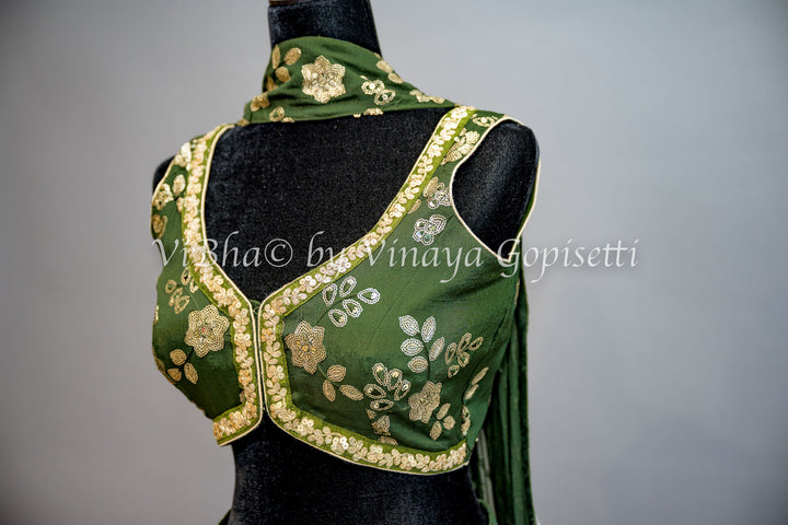 Mehendi Green Sharara with Crop Top