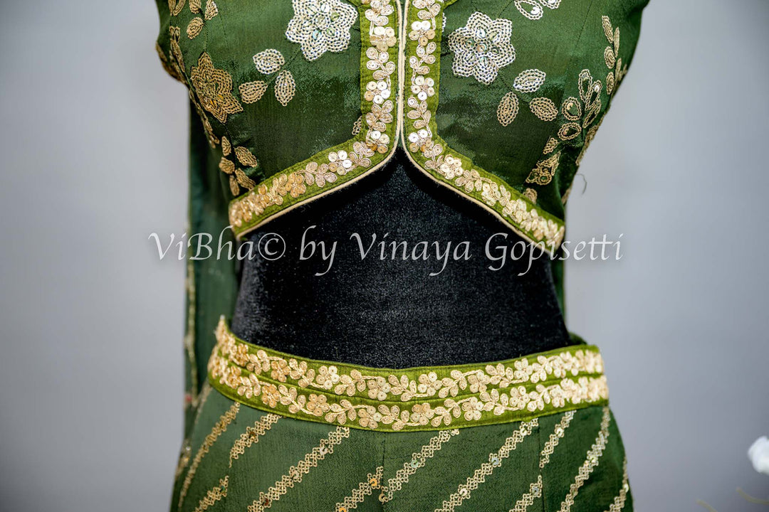 Mehendi Green Sharara with Crop Top