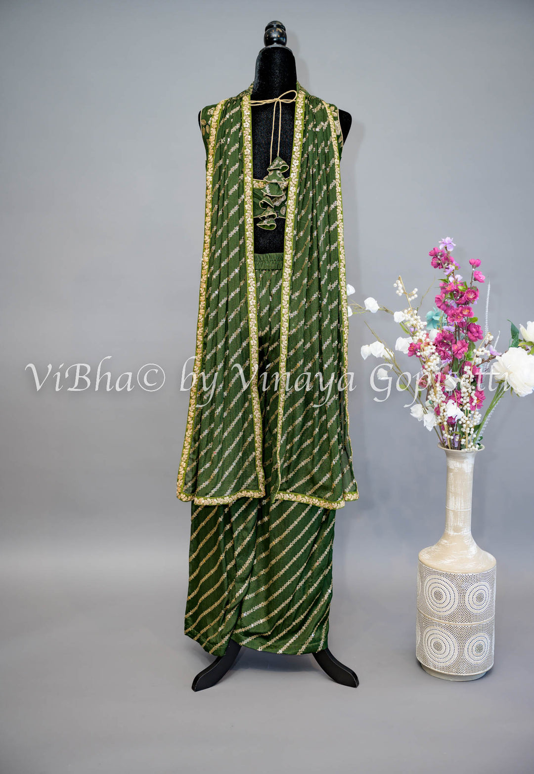 Mehendi Green Sharara with Crop Top