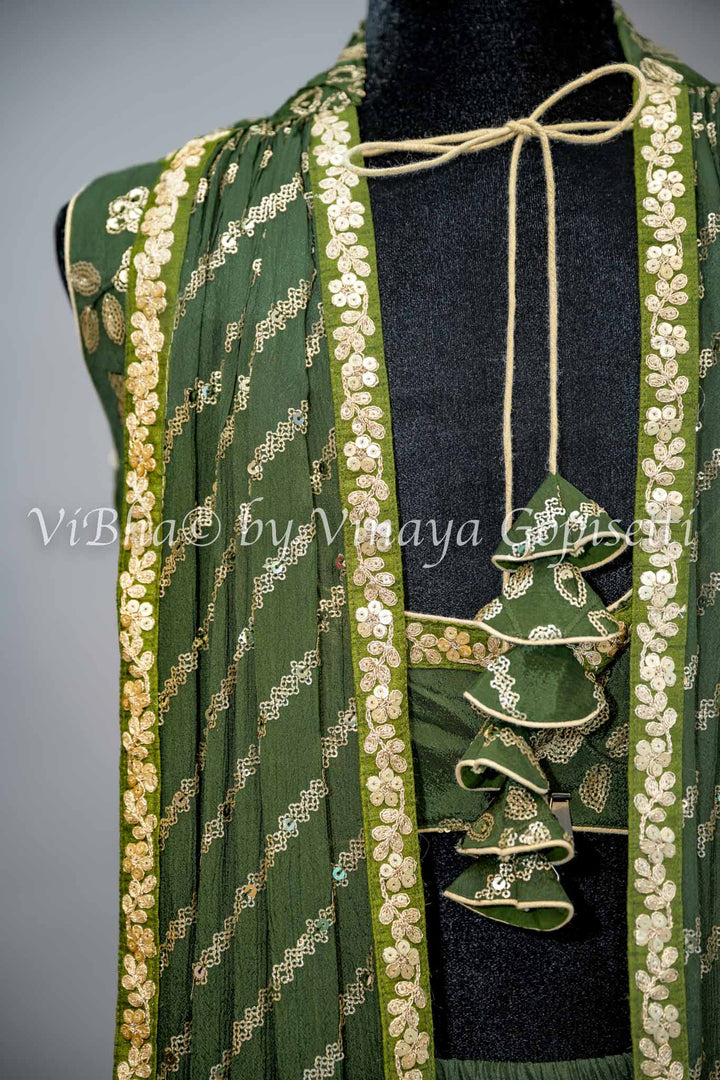 Mehendi Green Sharara with Crop Top