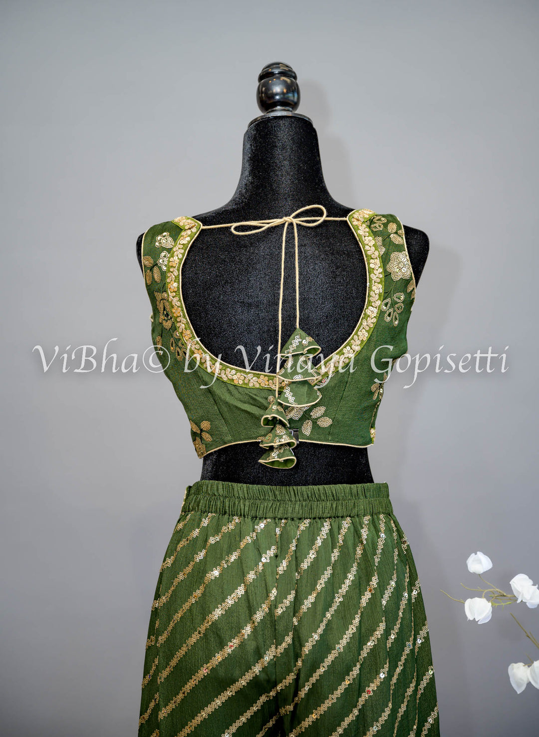 Mehendi Green Sharara with Crop Top