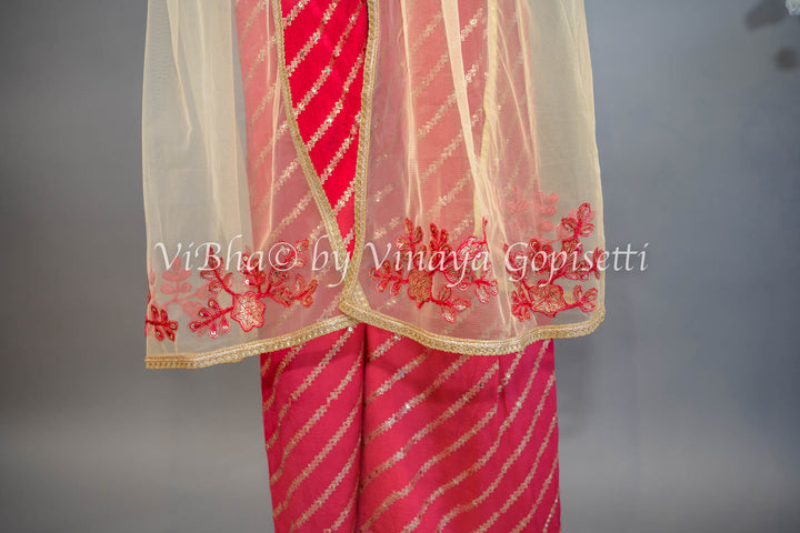 Rose Red Sharara with Choker Dupatta