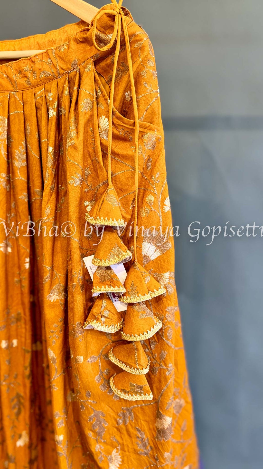 Mustard Yellow and Purple Banarasi Silk Lehenga Set