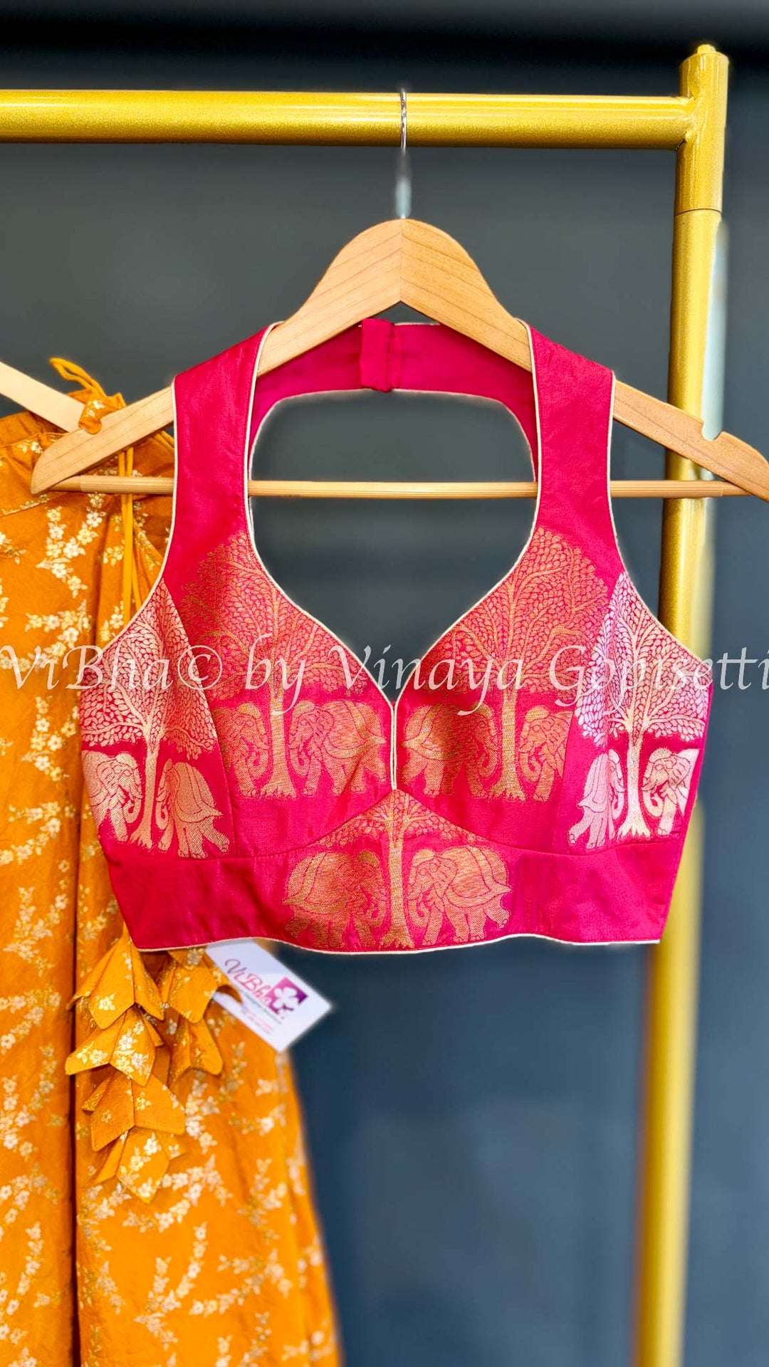 Yellow and Pink Banarasi Silk Lehenga Set