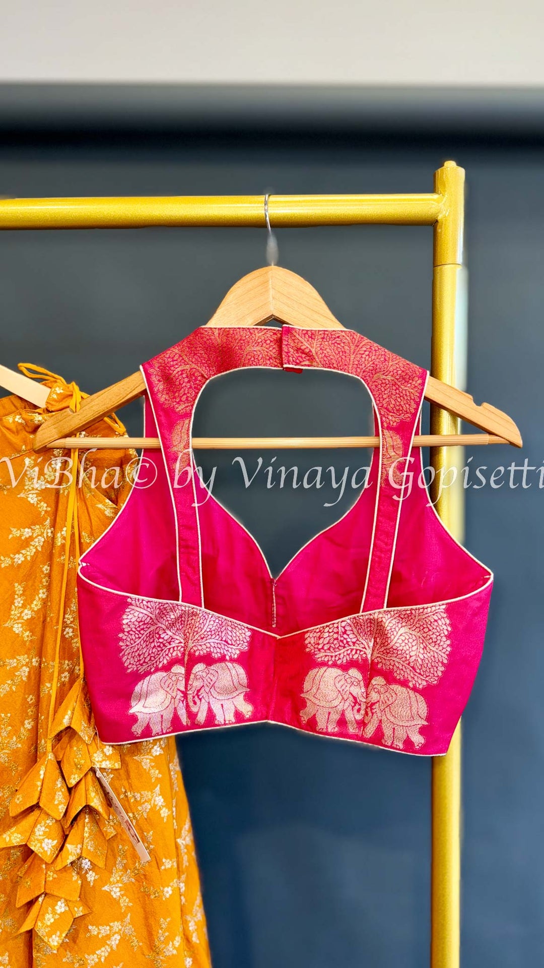 Yellow and Pink Banarasi Silk Lehenga Set