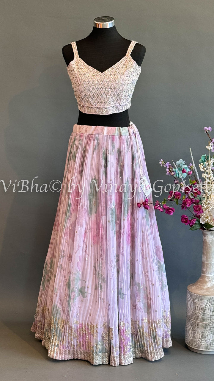 Pastel Pink Embroidered Lehenga Set