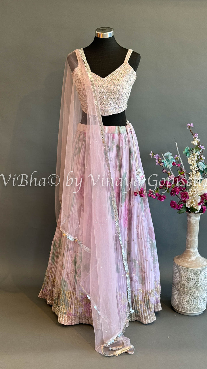 Pastel Pink Embroidered Lehenga Set