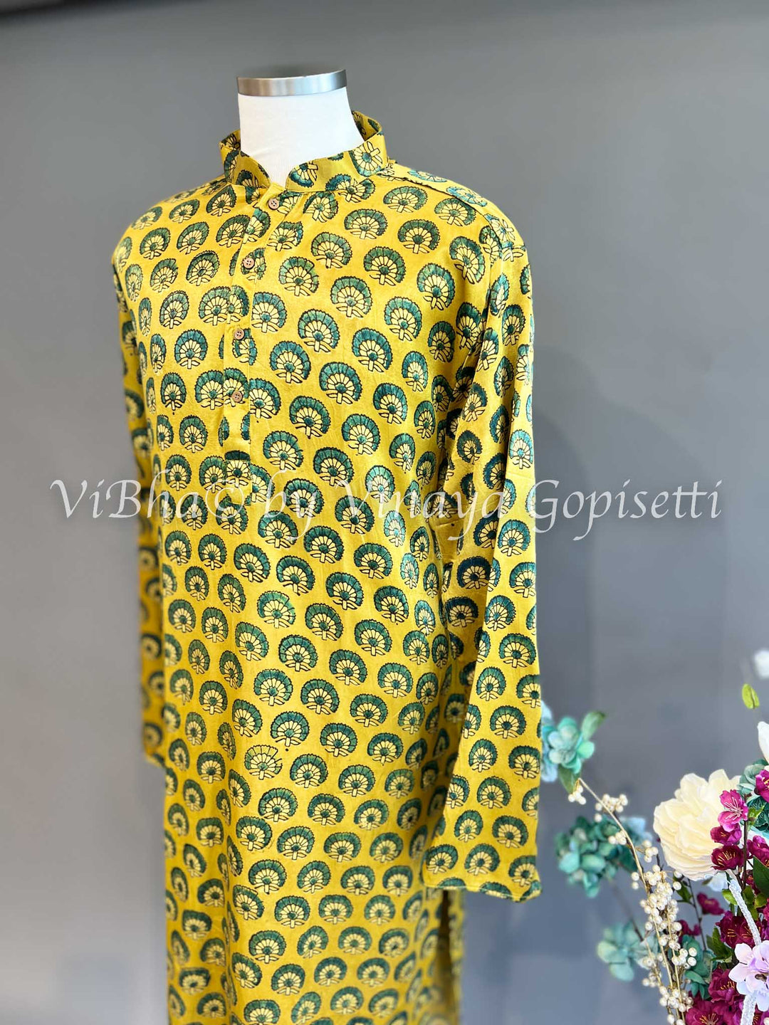 Yellow Gaji Silk Kurta