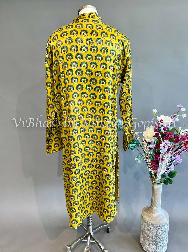 Yellow Gaji Silk Kurta