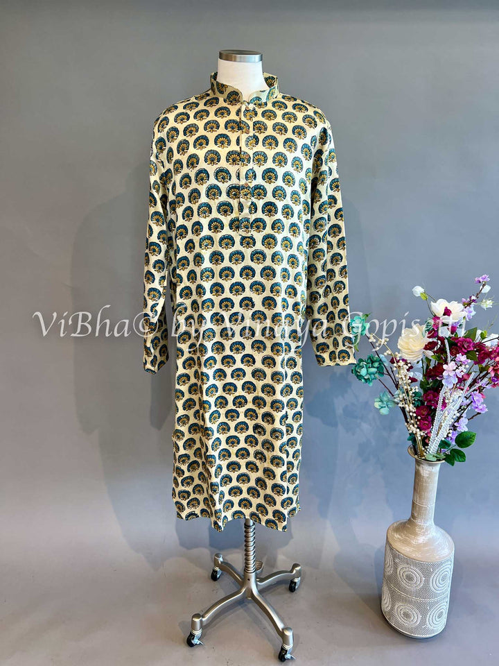 Off White Gaji Silk Kurta